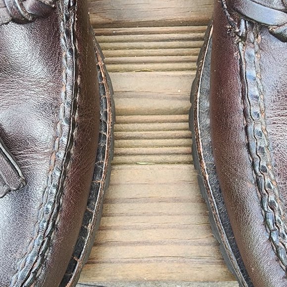 Men\'s LL Bean Dark Brown Soft Leather Winter Sole Leather Tasseled Loafers 11.5D main image 5